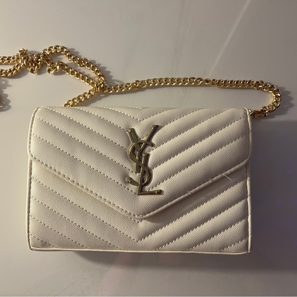 Yves Saint Laurent Cream Quilted Crossbody Bag